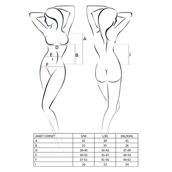 Корсет с пажами Passion JANET CORSET XXL/XXXL, white, трусики, полупрозрачный