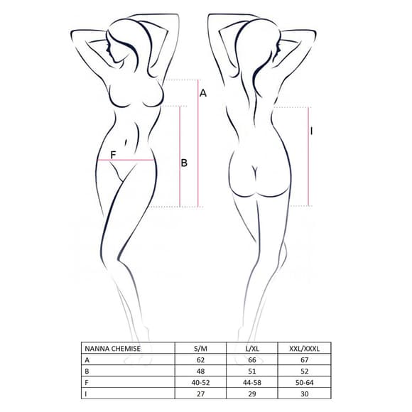 Прозрачная сорочка приталенная с чашечками NANNA CHEMISE black XXL/XXXL - Passion, трусики