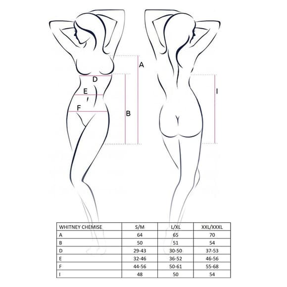 (SALE) Сорочка приталенная с чашечками WHITNEY CHEMISE black XXL/XXXL - Passion, трусики