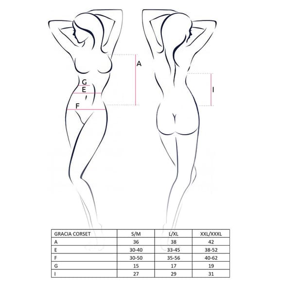 Розпродаж!!! Корсет з пажами GRACIA CORSET black XXL/XXXL - Passion, трусики, напівпрозорий