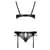 Комплект белья Passion PAULINE SET XXL/XXXL, black, стрэпы, лиф, стринги и пояс для чулок