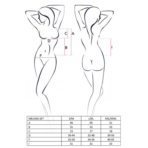 Комплект белья Passion MELISSA SET S/M, black, лиф-сорочка со шнуровкой и трусики