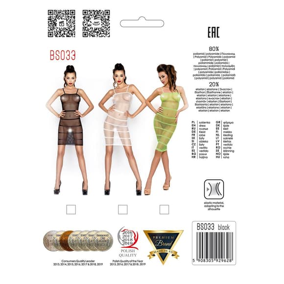 Бодістокінг Passion BS033 white, сукня-сітка на бретелях, прозора