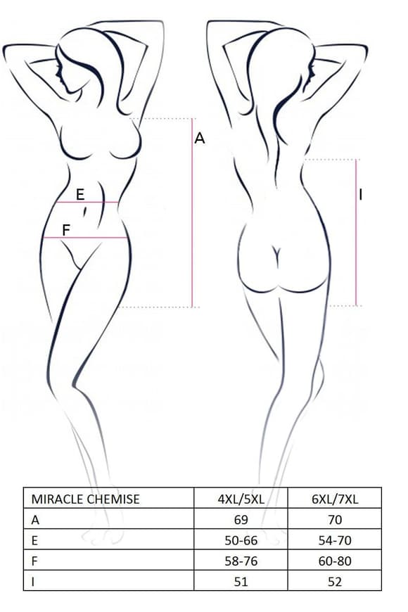 Сорочка с глубоким декольте Passion MIRACLE CHEMISE 6XL/7XL, black, трусики