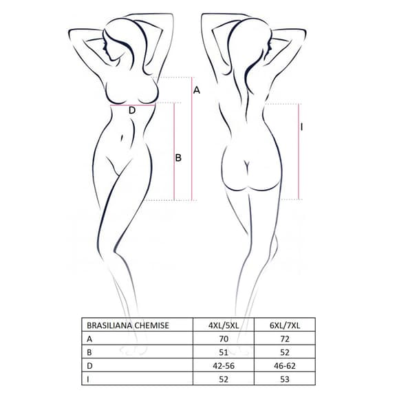Сорочка приталенная с чашечками BRASILIANA CHEMISE black 6XL/7XL - Passion, трусики