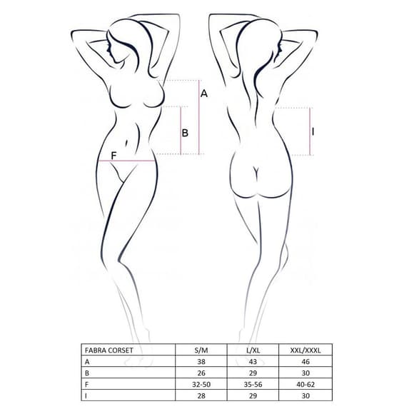 Корсет с пажами FABRA CORSET black L/XL - Passion Exclusive, трусики, полупрозрачный