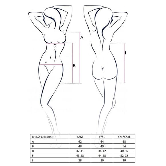 Розпродаж!!! Сорочка приталена з чашечками BRIDA CHEMISE red XXL/XXXL - Passion Exclusive, трусики