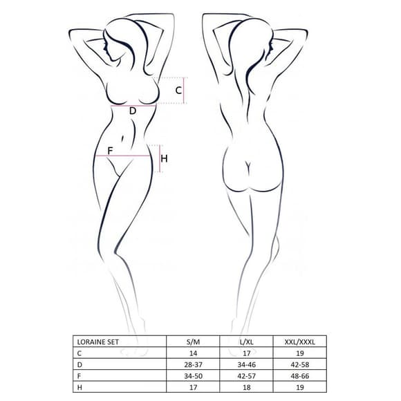 Розпродаж!!!Комплект білизни LORAINE SET red L/XL - Passion Exclusive: ліф, стрінги, пояс для панчох