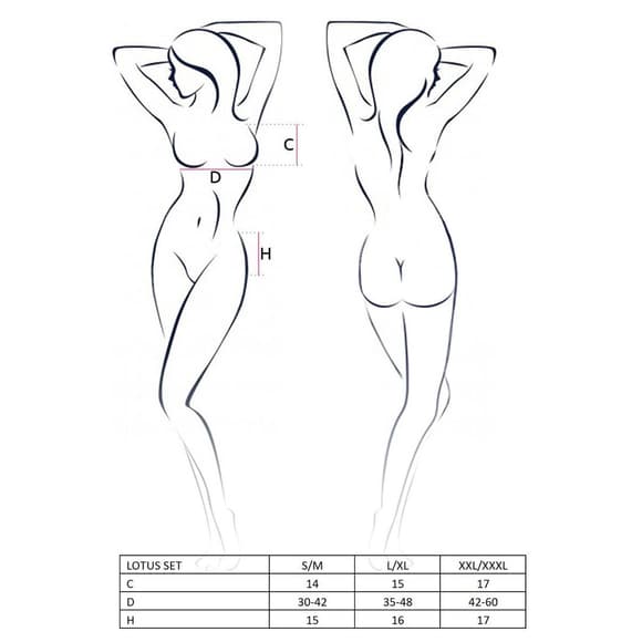 (SALE) Комплект белья LOTUS SET cream XXL/XXXL - Passion Exclusive стринги, лиф, юбка-пояс для чулок