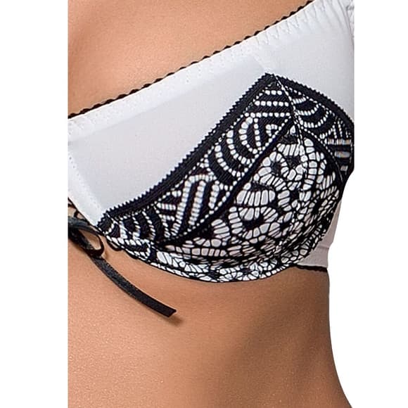 Розпродаж!!! Комплект білизни SUELO SET white XXL/XXXL — Passion: ліф, стрінги, пояс для панчіх