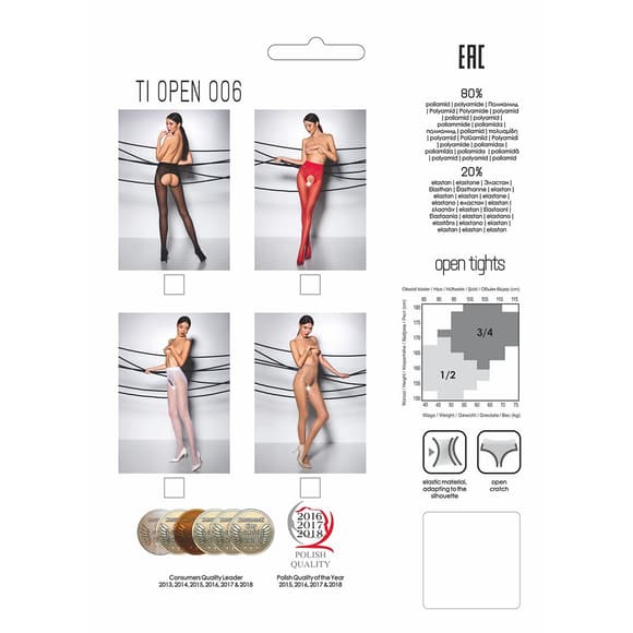 Эротические колготки Passion TIOPEN 006 3/4 (30 den), white, с вырезом, имитация трусиков