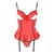Корсет с открытой грудью CHERRY CORSET red S/M - Passion Exclusive, трусики, пажи, стрэпы, оборочки