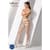 Эротические колготки-бодистокинг Passion S021 white, в крупную сетку с высоким пояском
