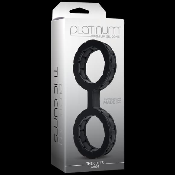 Наручники из силикона Doc Johnson The Cuffs Large - Black, хорошо тянутся, для рук и для ног