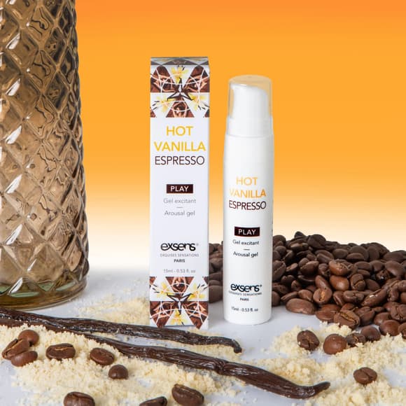 Стимулювальний гель EXSENS Kissable Hot Vanilla Espresso 15мл можна для поцілунків, охолоджувальний