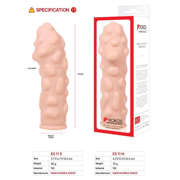 Насадка на член Kokos Extreme Sleeve ES.11 розмір M, потовщувальна, стимулюючий рельєф