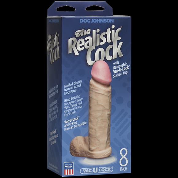 Фаллоимитатор Doc Johnson The Realistic Cock 8 inch White - PVC, Vack-U-Lock, диаметр 5,1см