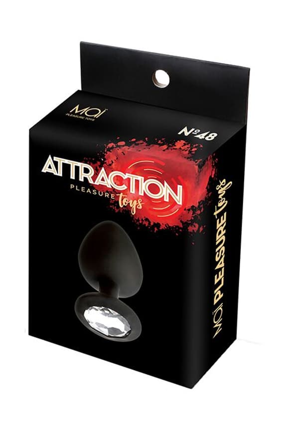 Анальна пробка з кристалом MAI Attraction Toys №48 Black, довжина 8,2 см, діаметр 3,5 с�м