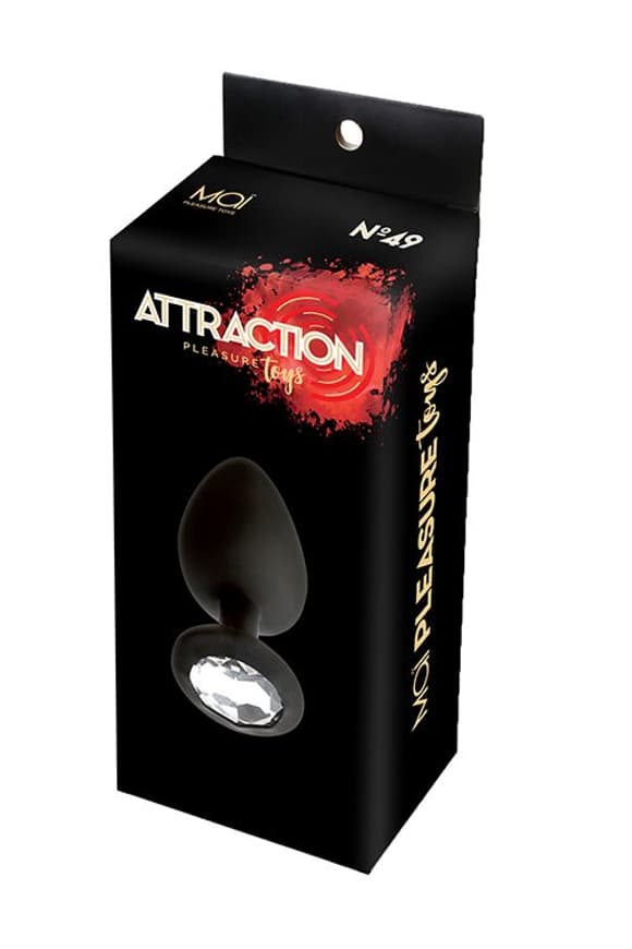 Анальна пробка з кристалом MAI Attraction Toys №49 Black, довжина 9,5 см, діаметр 4 см