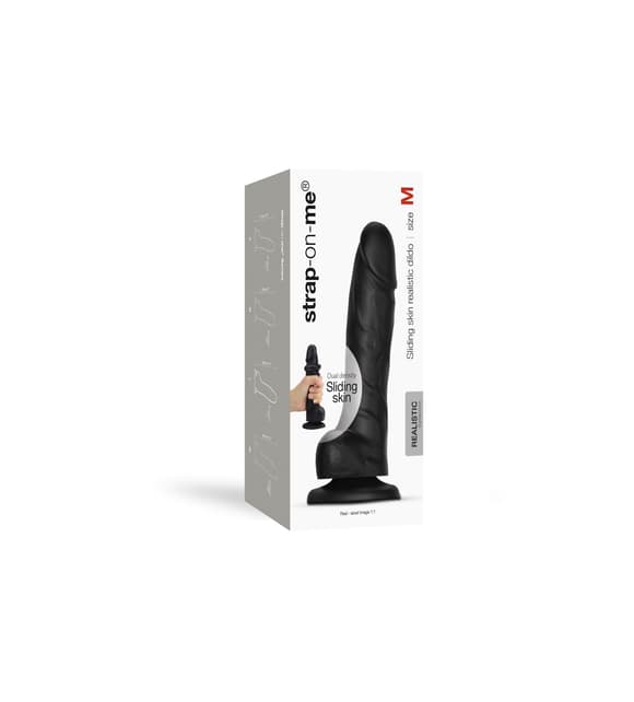Реалистичный фаллоимитатор Strap-On-Me Sliding Skin Realistic Dildo Black M, эффект подвижной кожи