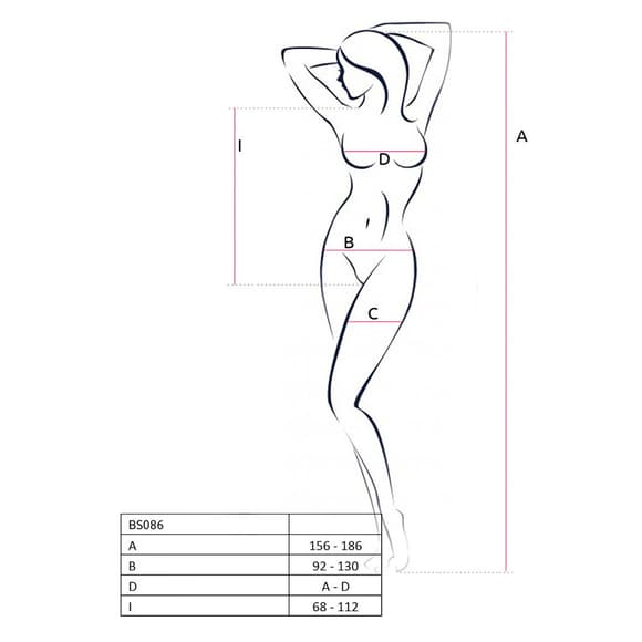Бодістокінг з доступом Passion BS086 white, вертикальна сітка, виріз на спинці