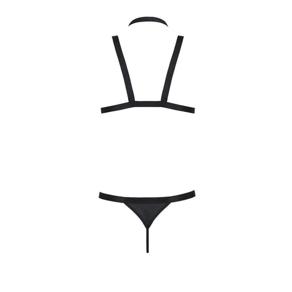 Комплект мужского белья из стреп Passion 039 SET ANDREW S/M Black, стринги, шлейка