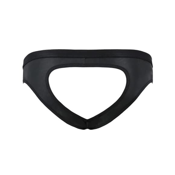 Мужские слипы с вырезами Passion 041 SLIP JOE L/XL Black, экокожа, открытые ягодицы