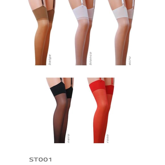 Классические чулки под пояс с широкой резинкой Passion ST001 5 bianco