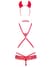 Еротичний костюм чортика зі стреп Obsessive Evilia teddy red S/M, боді, чокер, накладки на соски, об