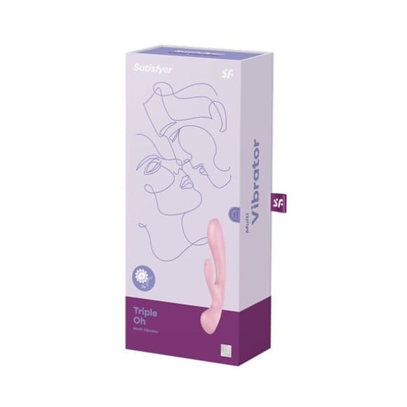 Двосторонній вібратор-кролик Satisfyer Triple Oh Pink, 3 мотори, руків’я-масажер