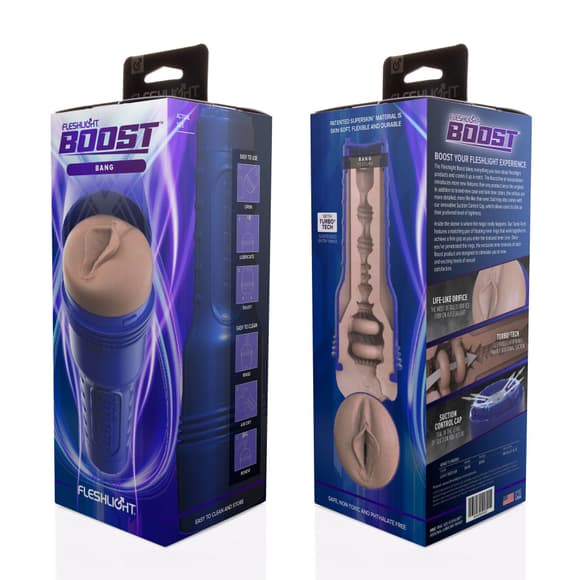 Мастурбатор-вагина Fleshlight Boost Bang Light Medium Flesh, плавающие кольца Turbo Tech