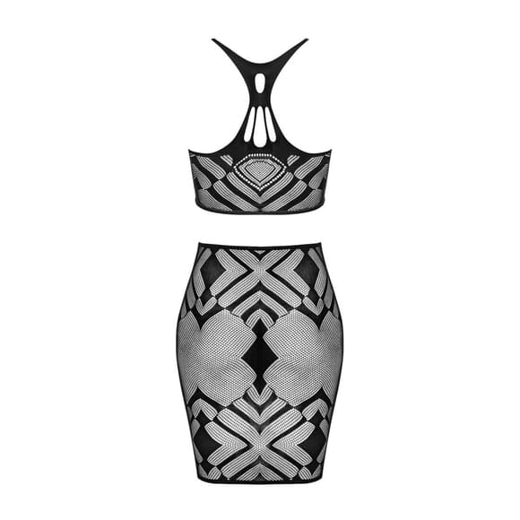 Еротичний напівпрозорий комплект Obsessive K101 top & skirt S/M/L, топ, спідниця