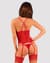 Прозрачный корсет Obsessive Lacelove corset XL/2XL Red, кружево, подвязки для чулок