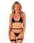 Комплект білизни Obsessive Selinne 3-pcs set XL/2XL Black, бюстгальтер, стрінги пояс для панчіх