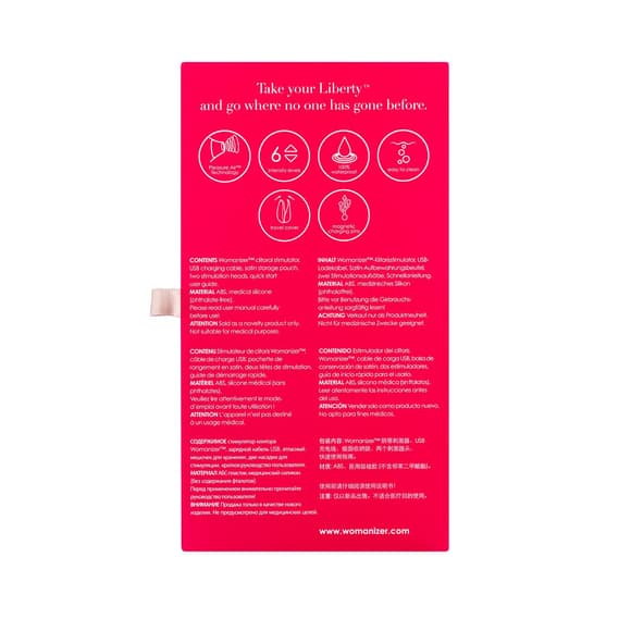 Вакуумный клиторальный стимулятор Womanizer Liberty Pink, магнитная крышка, 2 насадки