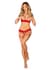 Комплект Obsessive Ingridia 2-pcs crotchless set XL/2XL, красный, с доступом, открытая грудь