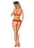 Комплект Obsessive Ingridia 2-pcs crotchless set XL/2XL, красный, с доступом, открытая грудь