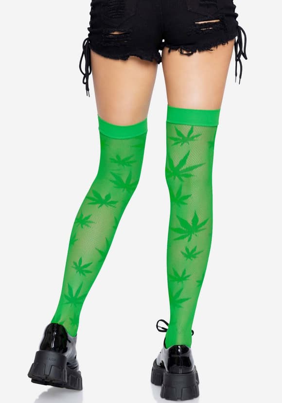 Чулки с рисунком Leg Avenue 420 Net thigh highs Green