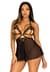 Сорочка беби-долл с открытыми чашками Leg Avenue Lace and mesh babydoll & panty Black M, стринги