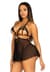 Сорочка беби-долл с открытыми чашками Leg Avenue Lace and mesh babydoll & panty Black M, стринги