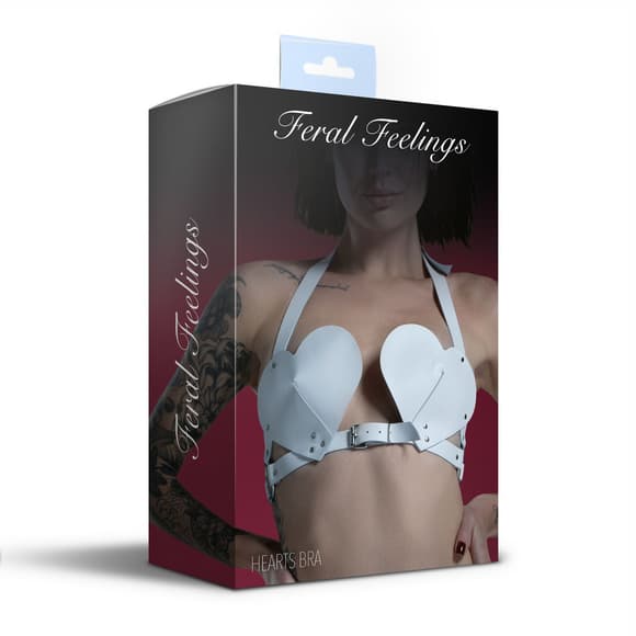 Лиф Сердце из натуральной кожи Feral Feelings - Hearts Bra White