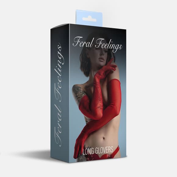 Рукавички довгі сітка Feral Feelings - Long Glover L, червоні
