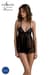 Пеньюар Passion KERRIA CHEMISE black, L/XL, кружевной верх, трусики в комплекте