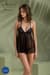 Пеньюар Passion KERRIA CHEMISE black, XXL/XXXL, кружевной верх, трусики в комплекте
