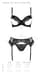 Комплект Passion KERRIA SET WITH OPEN BRA black, XXL/XXXL, бюстгальтер с открытой чашкой, стринги, пояс для чулок