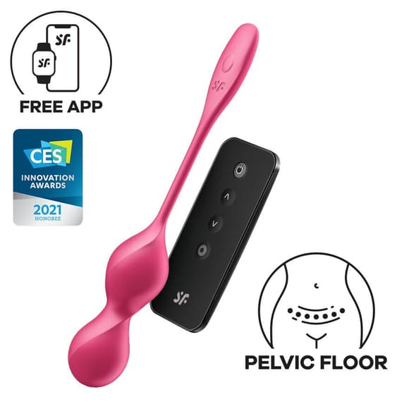 Вагинальные смарт-шарики с вибрацией Satisfyer Love Birds 2 Connect App Red, 86 г, пульт ДУ