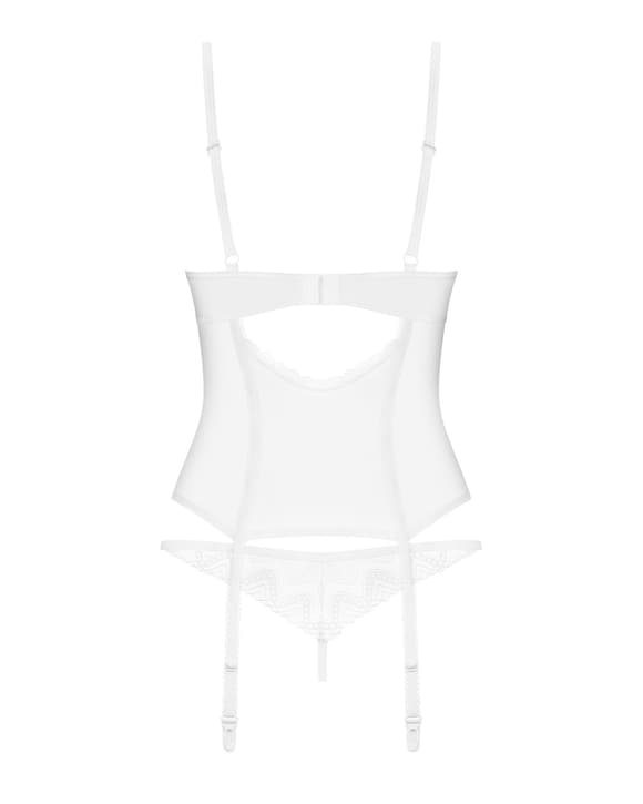 Корсет Obsessive Alissium corset & thong, XS/S, гибкие косточки, открытая спина, стринги в комплекте
