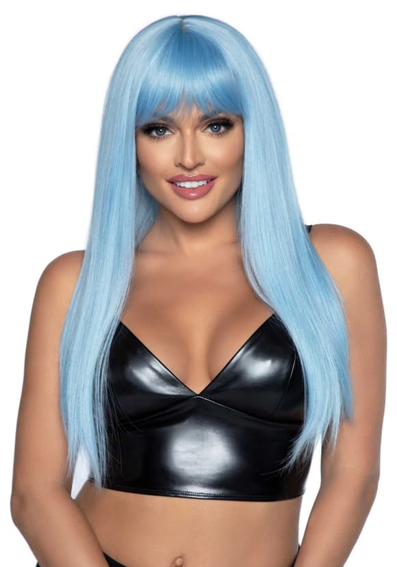 Длинный голубой парик Leg Avenue Long straight bang wig Blue, гладкий, 61 см