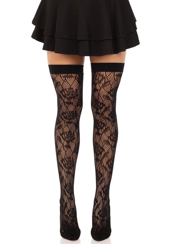 Чулки Leg Avenue Wild rose net thigh highs One Size