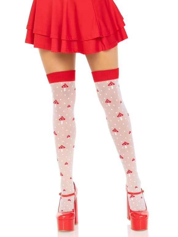 Чулки Leg Avenue Polka Dot Mushroom Thigh Highs One Size